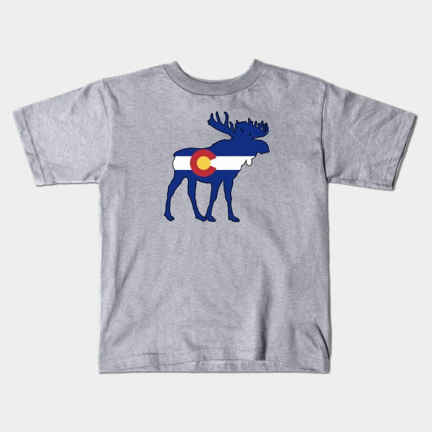 Colorado Flag Moose Kids T-Shirt by esskay1000